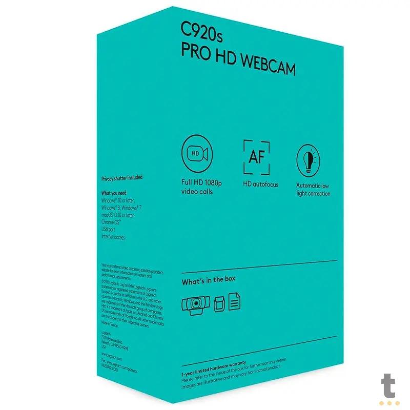 Webcam Logitech C920s Pro Full Hd 1080p 30fps Video Chamada Foco Automático - 960-001257 Truedata