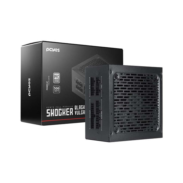 Fonte Real Atx 500w Shocker Full Modular 80 Plus PCYes Pfc Ativo Black Vulcan - FM500WBV