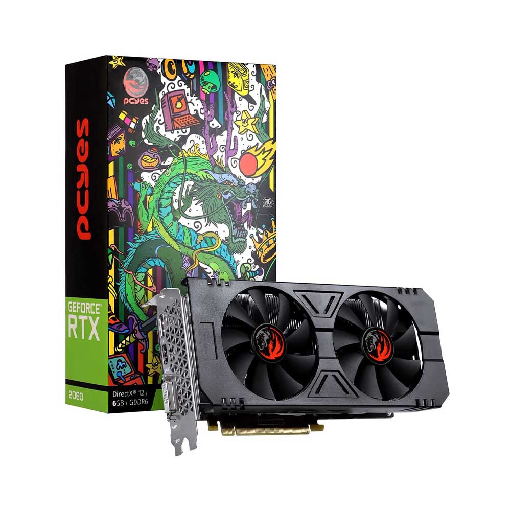 Placa De Video 6gb Rtx2060 Gddr6 Nvidia Geforce PCYes 192bits 1365mhz Hdmi Dvi DisplayPort - PA2060RTX6GDF