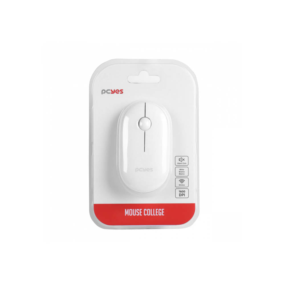 Mouse Sem Fio PCYes College Silent Click 1600Dpi Branco - PMCWMDSCW