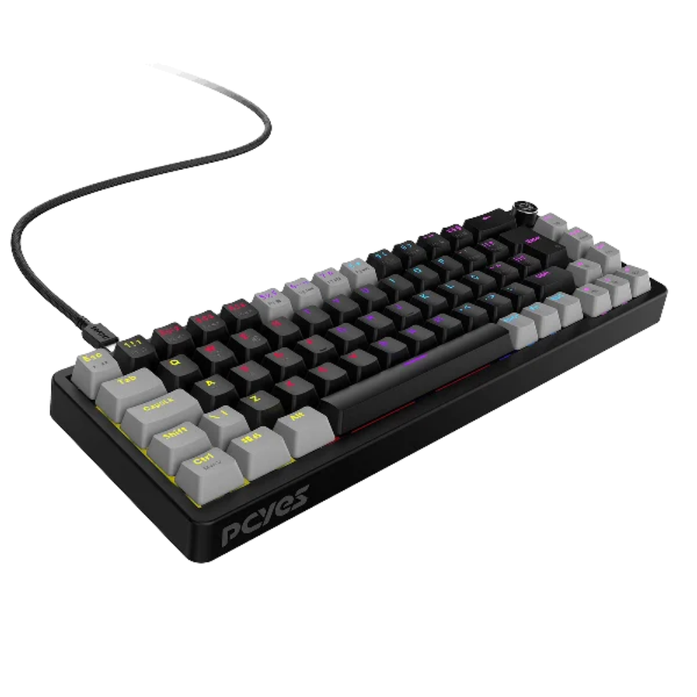 Teclado Gamer Mecanico PCYes Mecka Black Vulcan 65% Switch Blue Led Rainbow - TPMKBVBL
