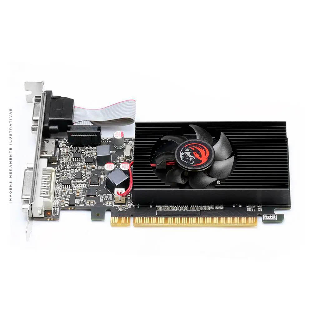 Placa De Video 2Gb GT 610 Gddr3 PcYes Nvidia Geforce 64bits Low Profile Hdmi Dvi Vga - Pakgt6102Gbdr3Sf