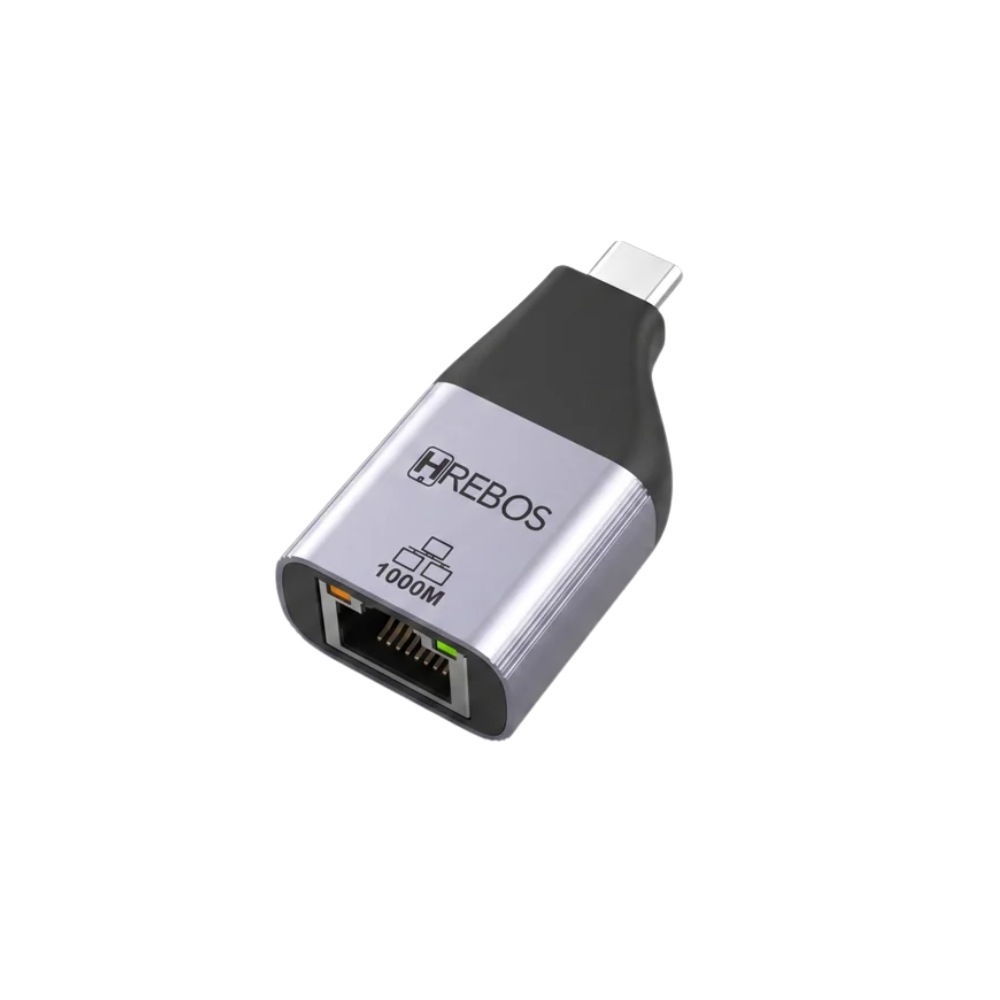 Mini Adaptador Usb Tipo C 3.1 Para Rj45 10/100/1000 (Placa De Rede Usb) Ethernet Gigabit  Hebros AD-278