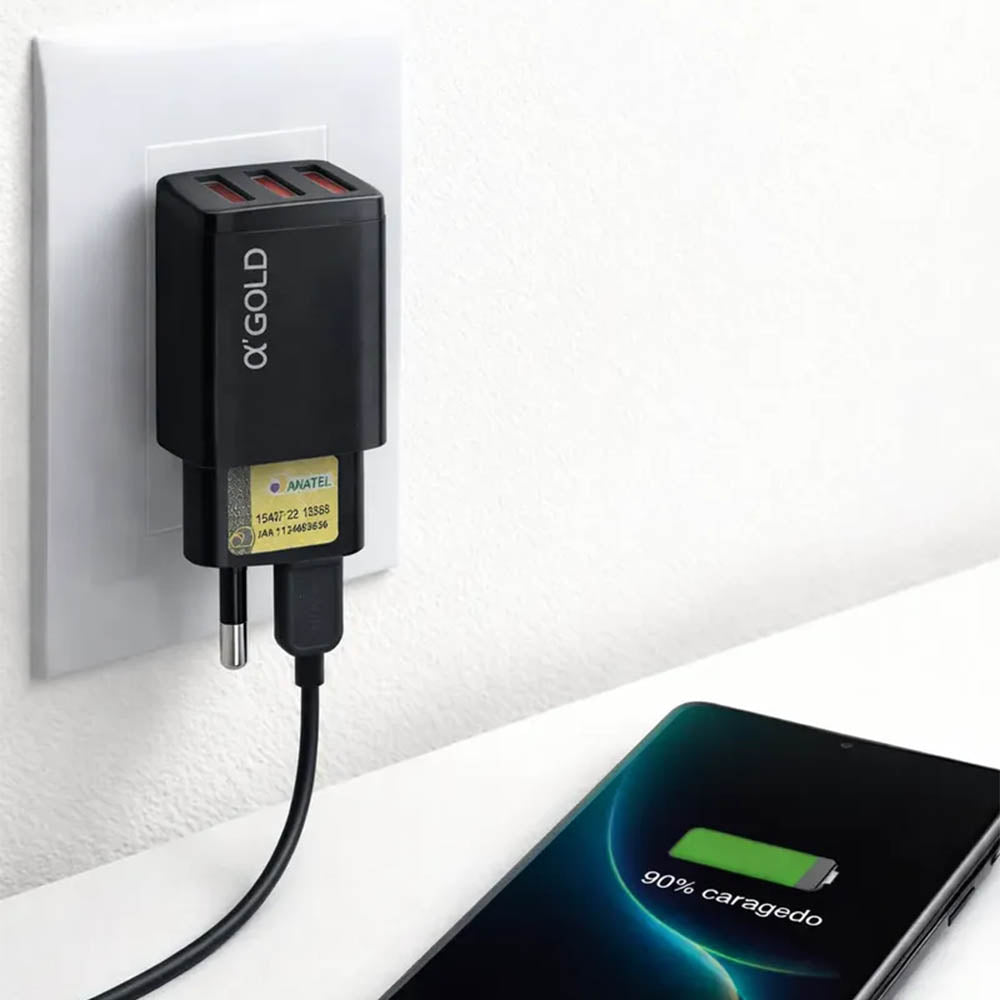 Carregador De Parede aGold 3 Usb C/ Cabo Usb-C 5.1A - CA36-3