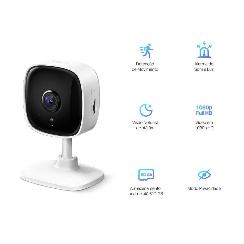 Câmera De Segurança Residencial Wi-fi Tp-Link Tapo TC60 Full HD Branca - MTP0023