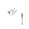 Kit Carregador de Parede Flex 2 USB + Cabo Nylon Kevlar Branco USB Tipo C 1,5m GShield - GS-8348