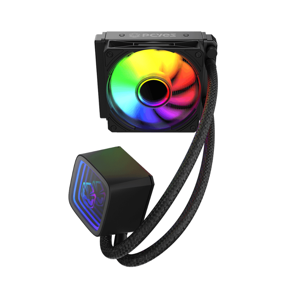 Water Cooler Single Fan PCYes Tundra 120mm ARGB (Intel/AMD) Black Vulcan - WCTBK120