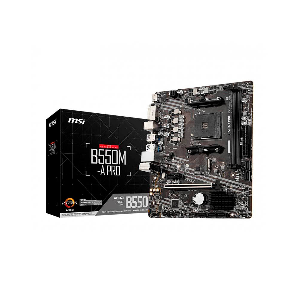 Placa Mae MSI Pro B550M-A AMD AM4 Ddr4 Hdmi Dvi M.2 Usb 3.2