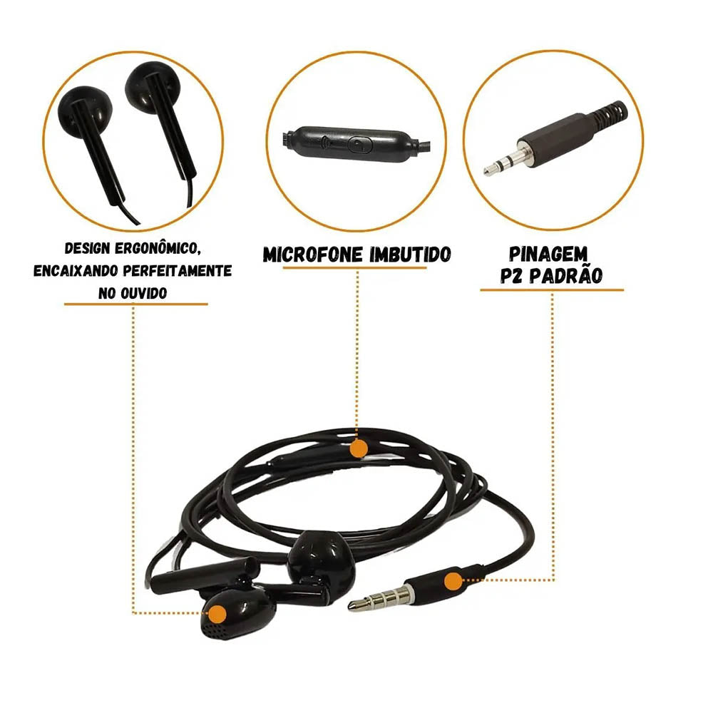Fone De Ouvido aGold P3 Com Microfone - FN-A03