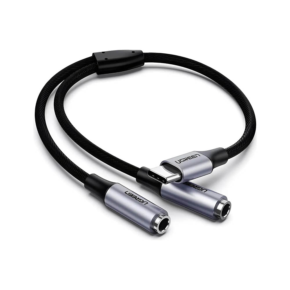 Cabo de Áudio USB Tipo C Macho p/ P2 Femea Ugreen Prata/Preto - AV144
