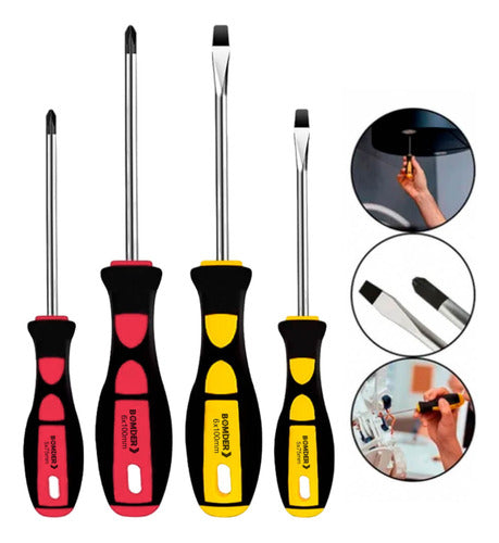 Kit de Chaves de Fenda e Philips Bomder 4 Peças - BOM-3111