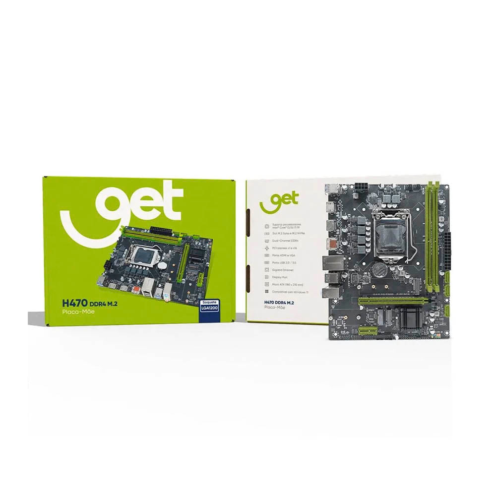 Placa Mae Get H470 LGA 1200 M.2 Ddr4 Até 64Gb Nvme Hdmi DP  (10a~11a Geração) - 72319