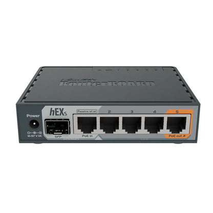 Roteador 5 Portas Mikrotik RouterBoard Gigabit HEX S (4 Portas 10/100/1000 + 1 Poe + 1 Sfp) - RB760IGS