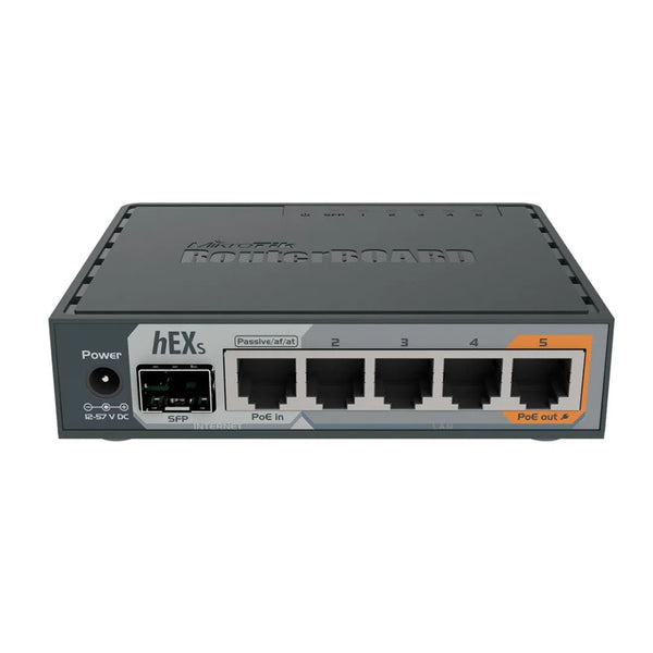 Roteador 5 Portas Mikrotik RouterBoard Gigabit HEX S (4 Portas 10/100/1000 + 1 Poe + 1 Sfp) - RB760IGS