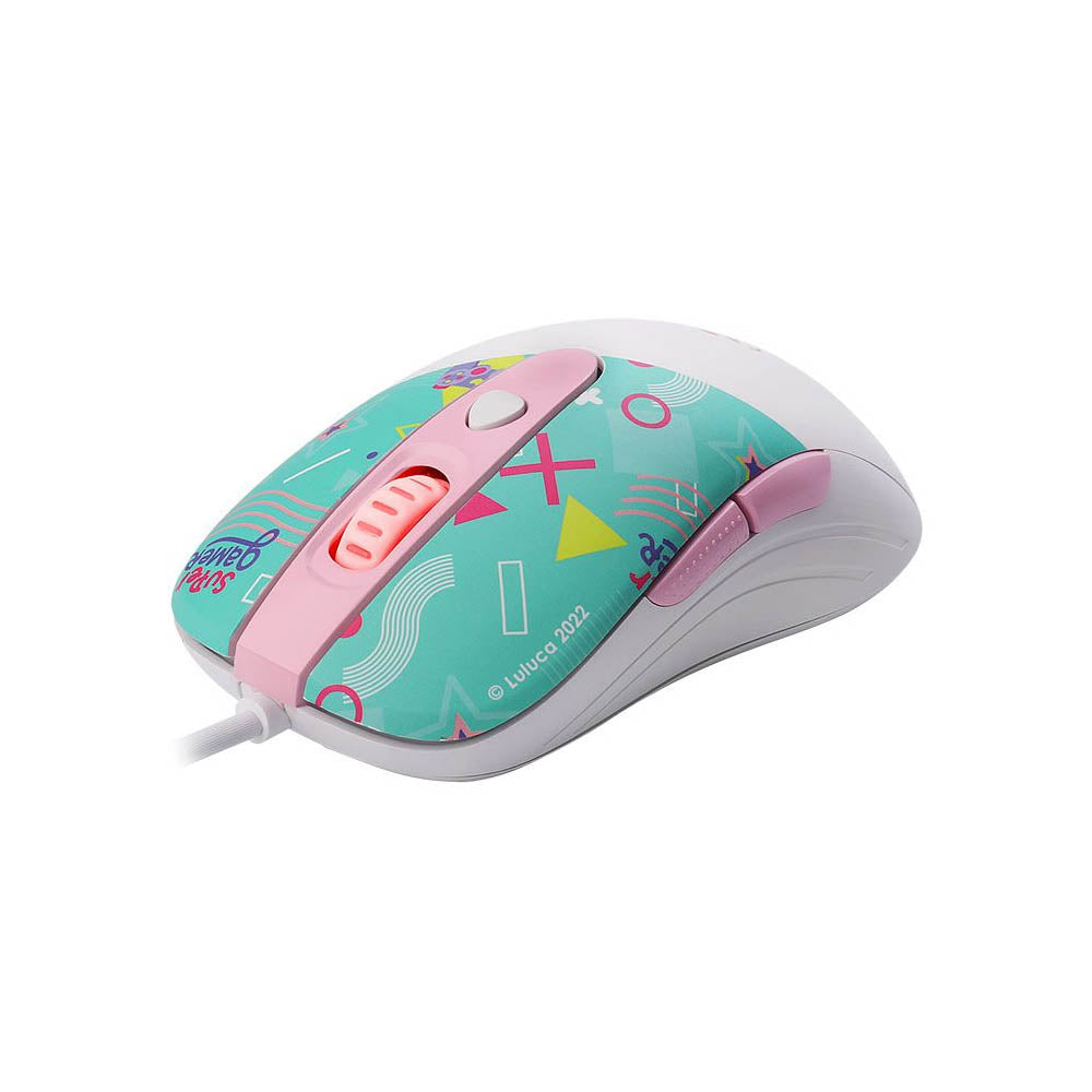 Mouse Gamer Redragon Luluca 7200dpi 5 Botões Branco C/ Estampa RGB - L703