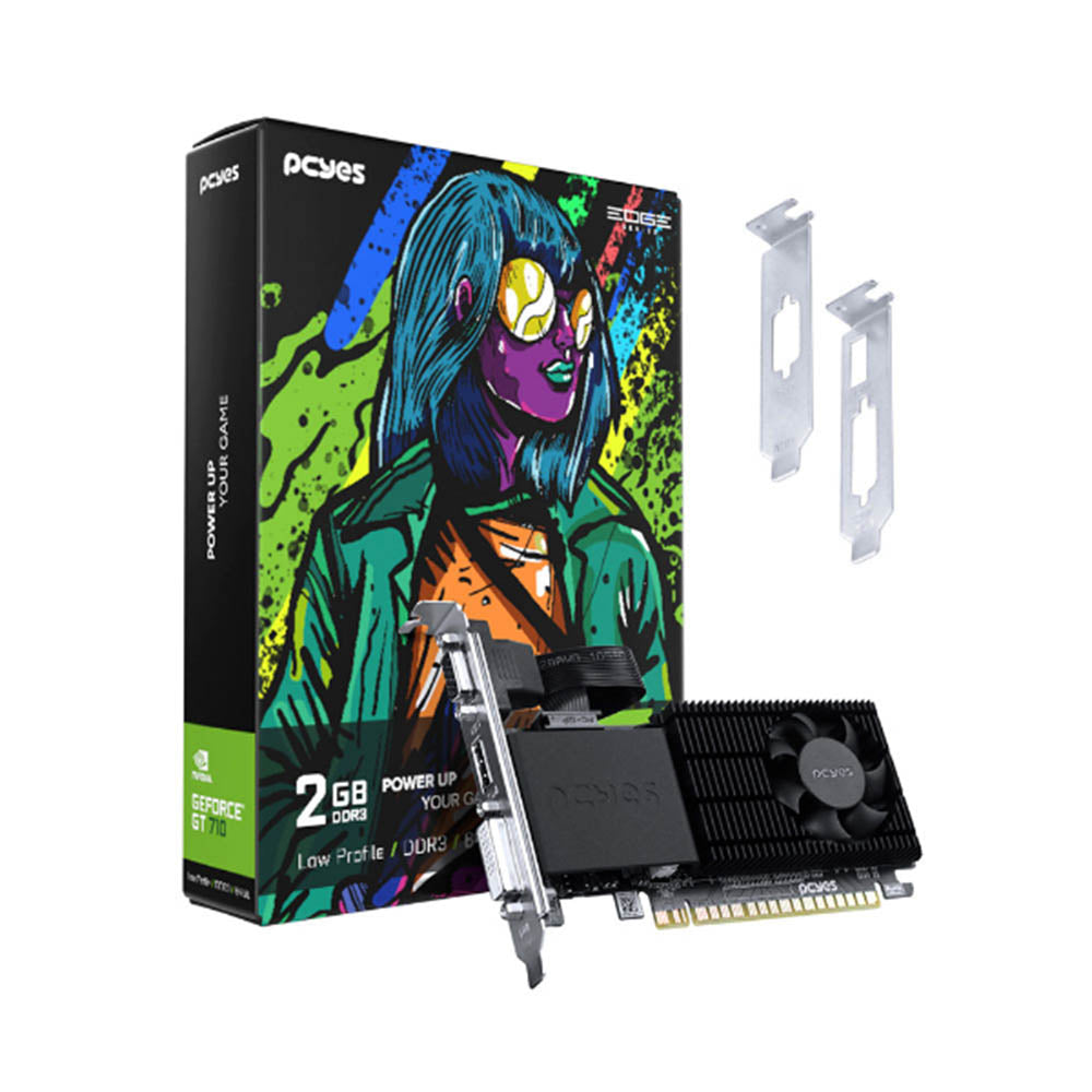 Placa De Video 2gb Gt710 Ddr3 Nvidia PcYes 64bit Low Profile 954mhz Hdmi Dvi e Vga - Ppet7102Gblp