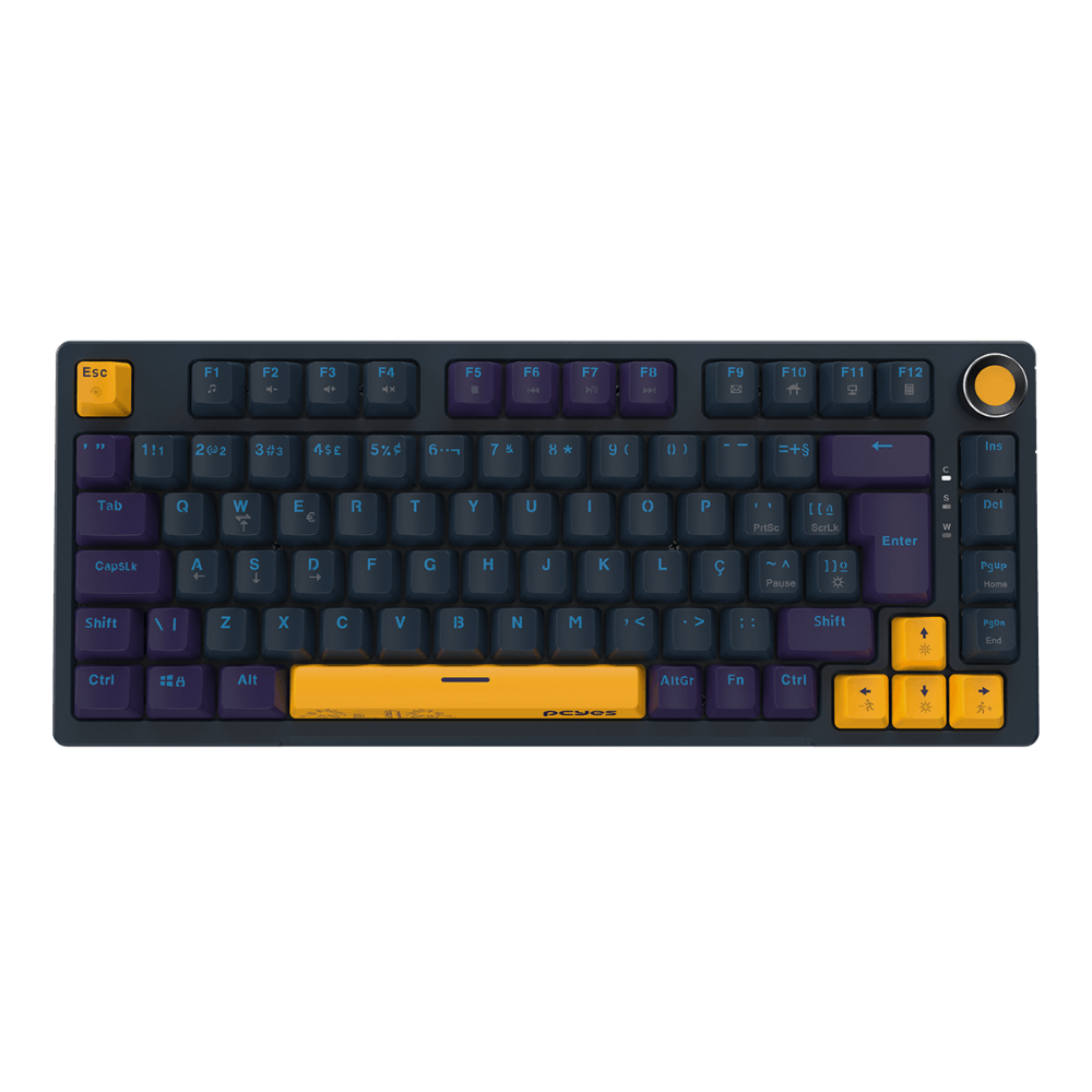 Teclado Gamer Mecanico PCYes Arkeum 75% Switch Blue Sunset Edition Azul / Amarelo - AKSS75BBR