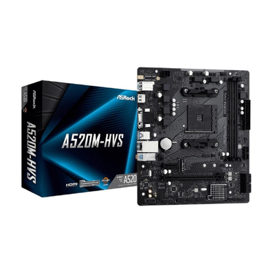 Placa Mae ASRock AM4 A520M-HVS  64Gb 2xDDR4 Socket AMD AM4 Ryzen Hdmi 2x Usb 2.0 4x Usb 3.2 - 90-MXBE60-A0BAY1Z