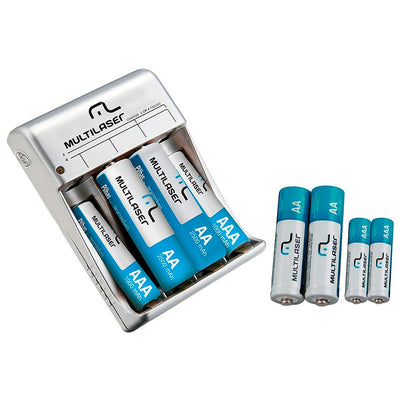 Carregador De Pilhas Multilaser C/ 4 Pilhas AA + 4 Pilhas AAA - CB093