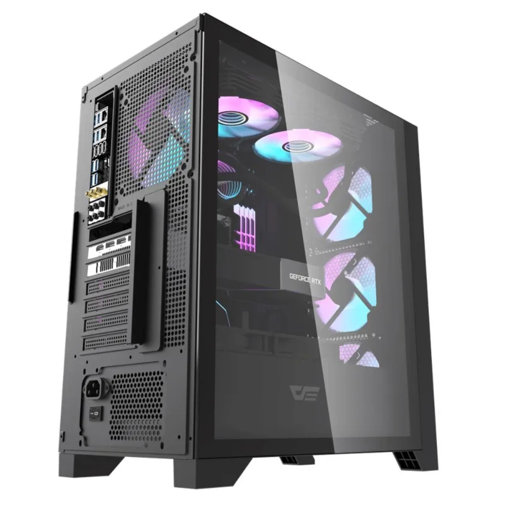 Gabinete Gamer Darkflash Mid Tower Atx DRX70 Mesh  Preto Com Lateral  em Vidro Temperado ARGB - DRX70 Mesh Black