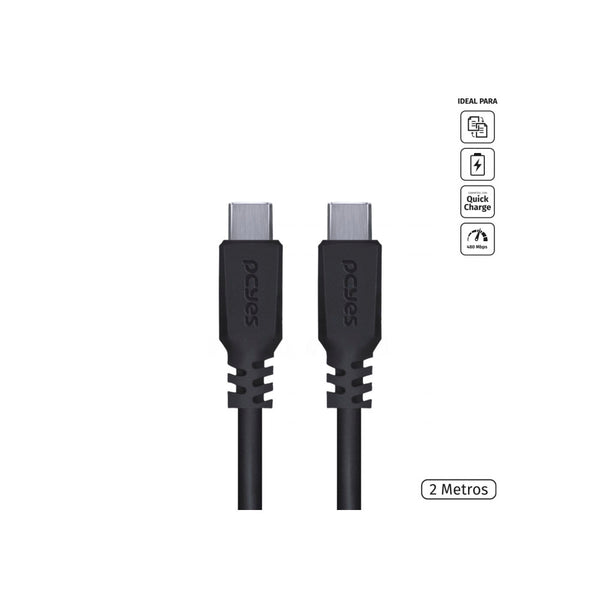 Cabo Para Celular Usb Tipo C Para Usb Tipo C 2mt PCYes - PUCP-02