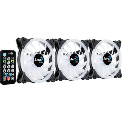 Kit 3 Coolers Fan para Gabinete Duo 12 Pro ARGB C/ Controladora e Controle Remoto Aerocool