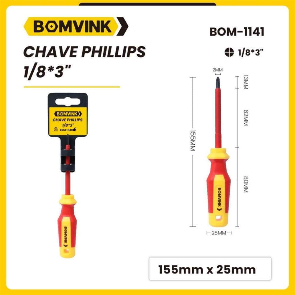 Chave Philips Isolada 1/8 3 Polegadas - BOM-1141 Truedata