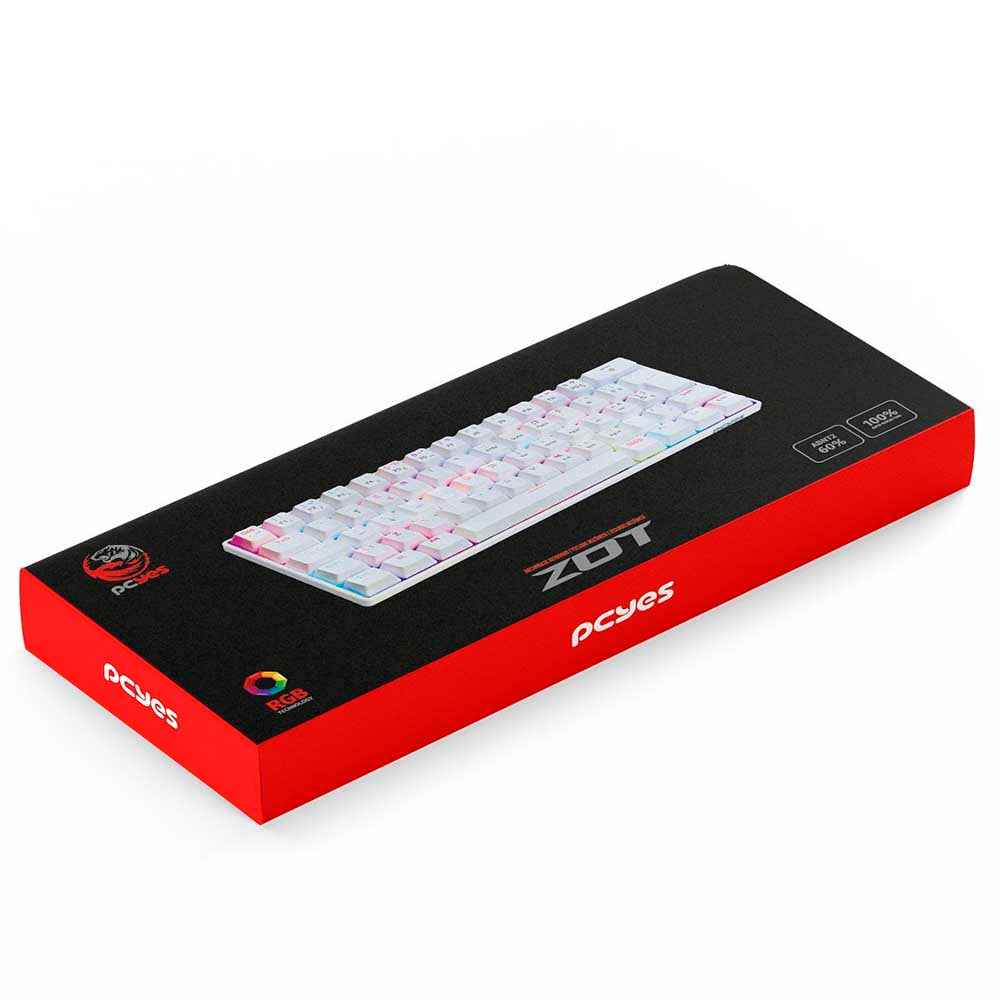 Teclado Gamer Mecanico PCYes Zot Outemu Red Hotswap Abnt2 RGB Branco - PZWOHRDRGB