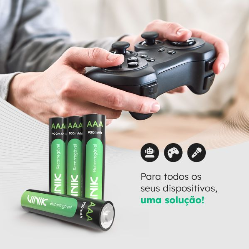 Pilha Recarregável AAA 900Mah 1.2v Vinik (Blister C/ 2 Pilhas) - VP3AB2R