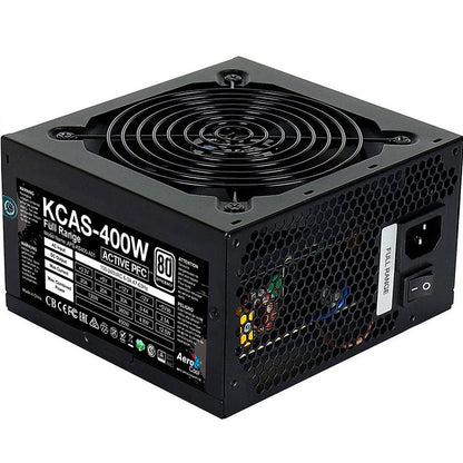 Fonte Real Atx 400w Aerocool 80 Plus White Kcas-400 Pfc Ativo S/ Cabo Biv Truedata