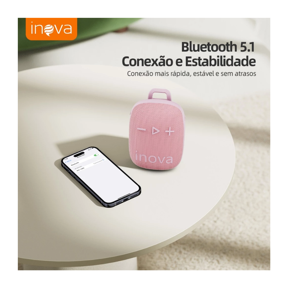 Caixa de Som Portátil Bluetooth Inova Go 3 Bluetoth, USB, Cartão de Memória, Rosa - RAD12417
