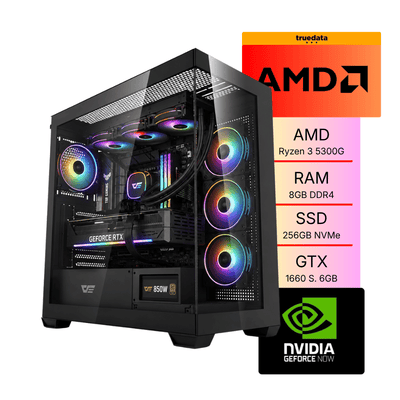 Computador Gamer Truedata Amd Ryzen 3 5300G 4.0Ghz Ddr4 8gb Ssd 256Gb Nvme GTX 1660 Super 6Gb Fonte 500W