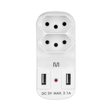 Adaptador E Carregador 2 Tomadas 2 Usb 2.1A Multi - WI331