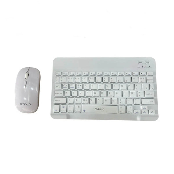 Kit Teclado E Mouse Sem Fio aGold Conexão BT Branco - TCD-03