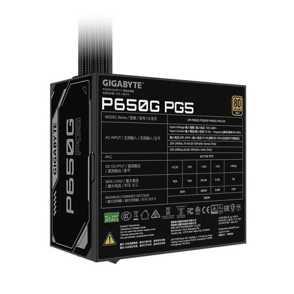 Fonte Gigabyte ATX 650W 80 Plus Gold Preta - GP-P650G