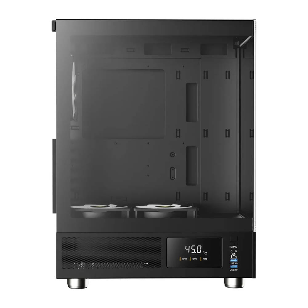 Gabinete Gamer Gamdias Mid Tower Atlas E1 Preto Com Lateral em Vidro Temperado +3 Fans ARGB