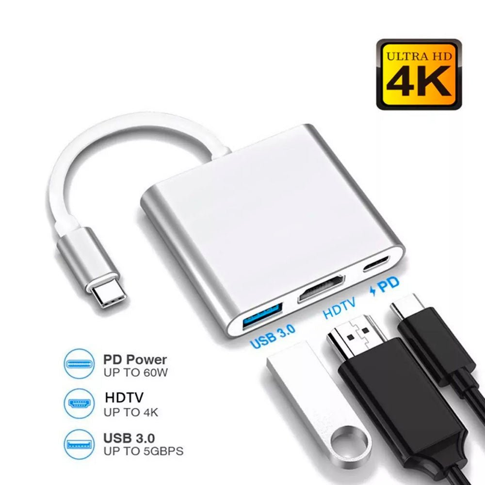 Adaptador Hub Tipo C Para Usb 3.0 + Hdmi + Usb Tipo C It Blue - LE - 5573 - Truedata