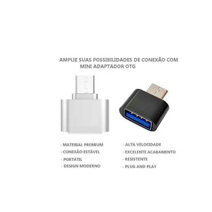 Adaptador Otg Usb Femea Para Micro Usb Conector V8 - Truedata