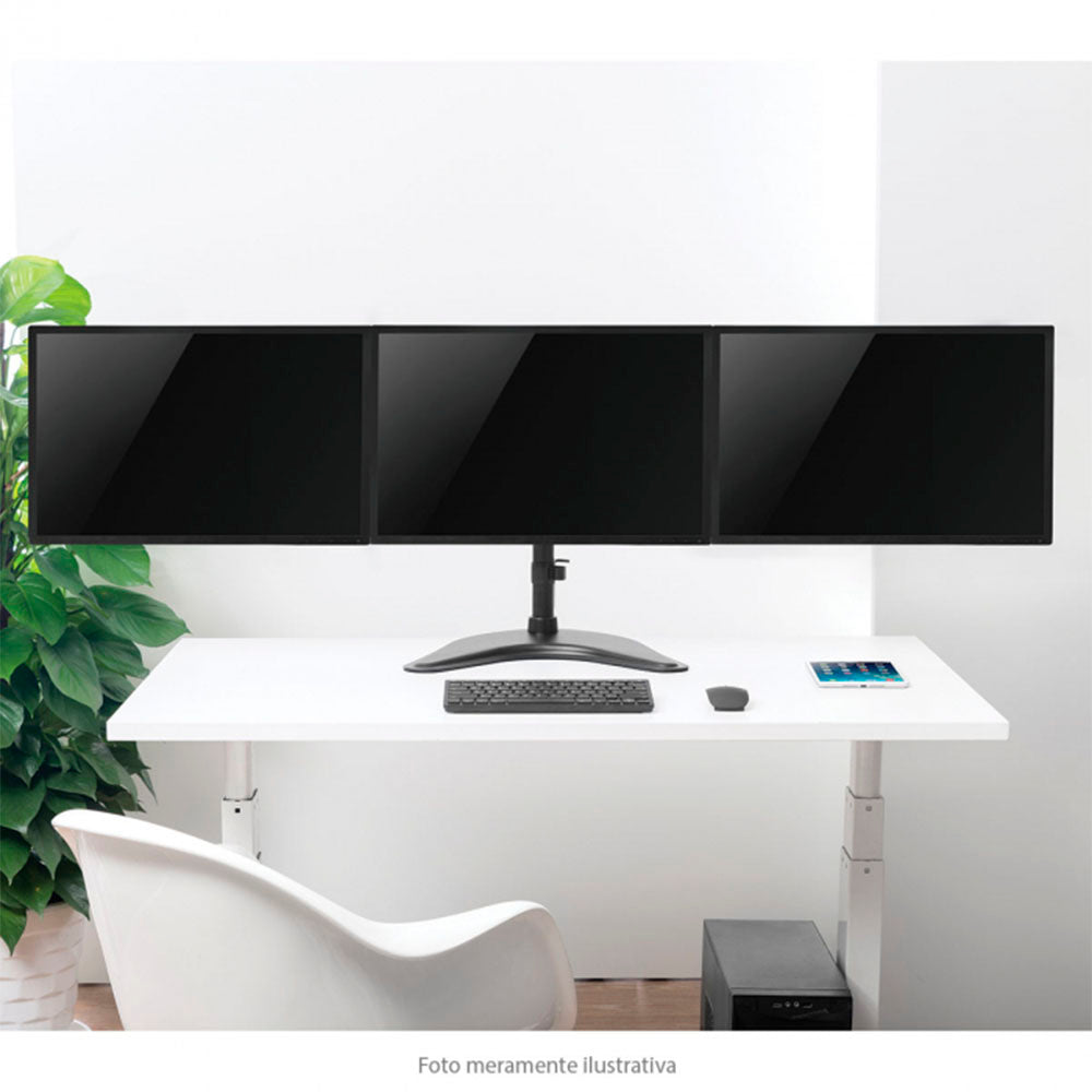 Suporte de Mesa para Três Monitores PCYes 13" a 27" Vesa 100x100 - PLMSM03A