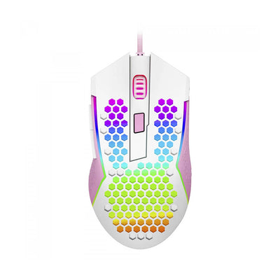 Mouse Gamer Redragon Reaping Elite 32000dpi 6 Botões RGB Branco e Rosa - M987WP-P