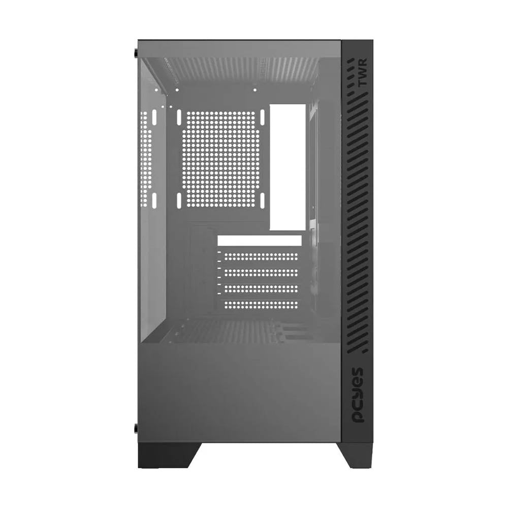 Gabinete Gamer PCYes Mid Tower Forcefield TWR Black Vulcan Preto Com Lateral e Frente em Vidro Temperado - GFFTWRBV