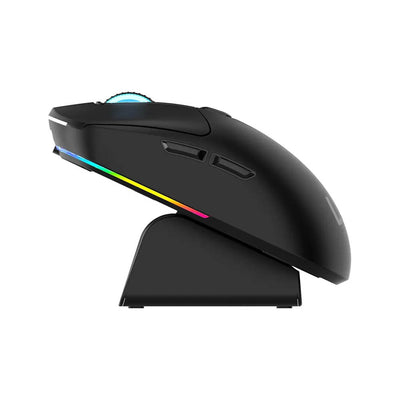 Mouse Gamer Sem Fio Recarregável C/ Base Warrior Magnus 6 Botoes 10000dpi Preto - MO421