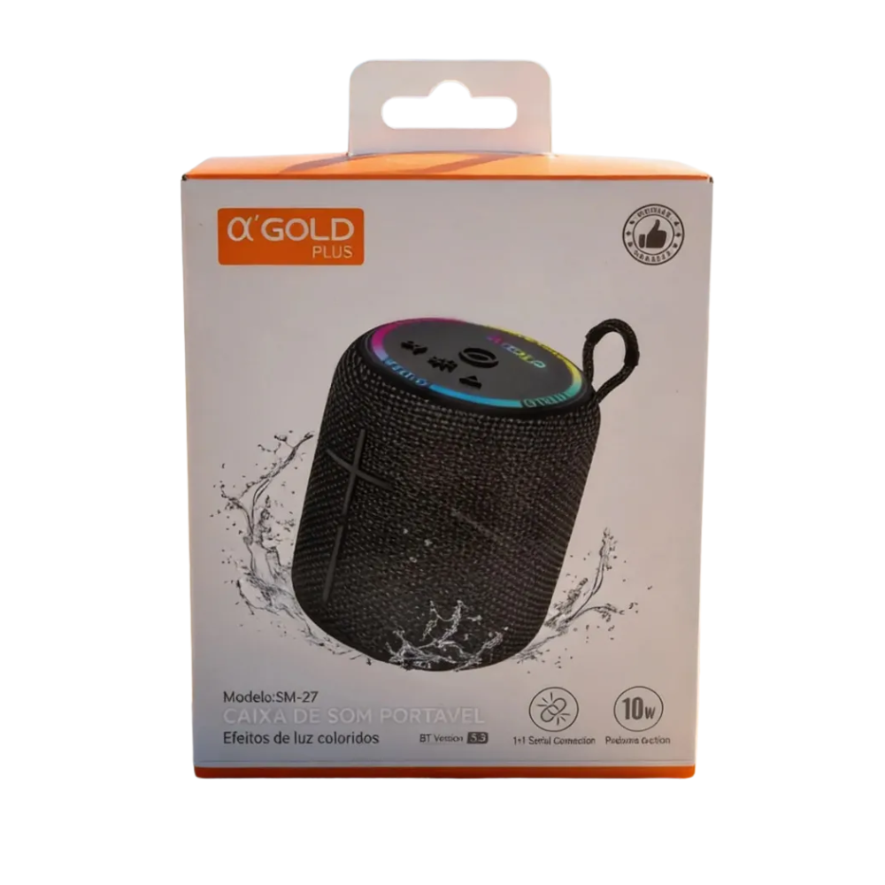 Caixa de Som Mini Portátil Bluetooth aGold 10W RGB  - SM-27