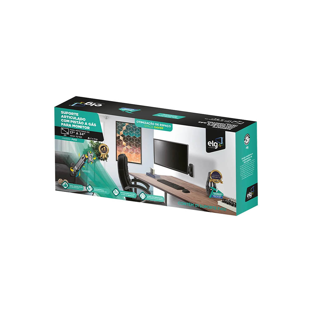 Suporte de Parede Para Monitor Universal Multiarticulado ELG F410 17" a 34" Pols - 80838