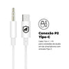 Cabo de Áudio Auxiliar P2 Macho P/  USB Tipo C GShield 1m Branco - GS-5946