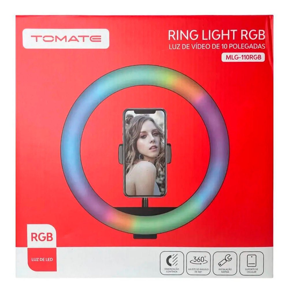 Anel De Luz Ring Light RGB Tomate Led Usb 10 Pols - MLG - 110RGB - Truedata