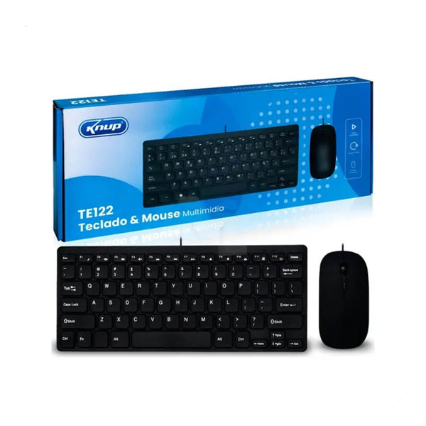 Kit Mini Teclado Multimídia E Mouse Com Fio Knup USB - KP-TE122