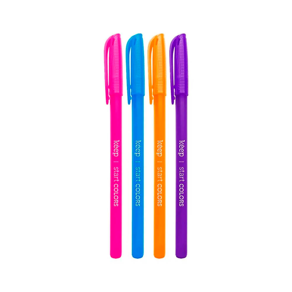 Caneta Esferográfica Keep Ponta Media 1.0mm 4 Cores Blister c/ 4 Unidades - EI097