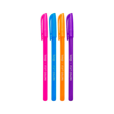 Caneta Esferográfica Keep Ponta Media 1.0mm 4 Cores Blister c/ 4 Unidades - EI097