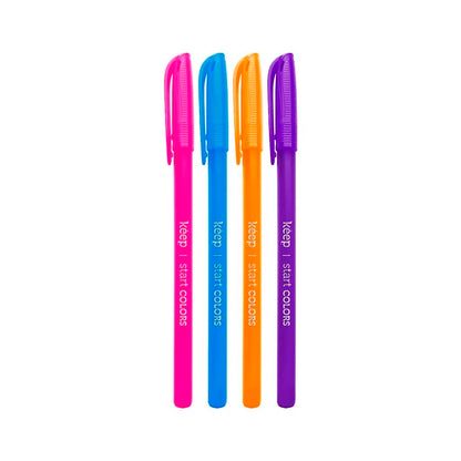 Caneta Esferográfica Keep Ponta Media 1.0mm 4 Cores Blister c/ 4 Unidades - EI097